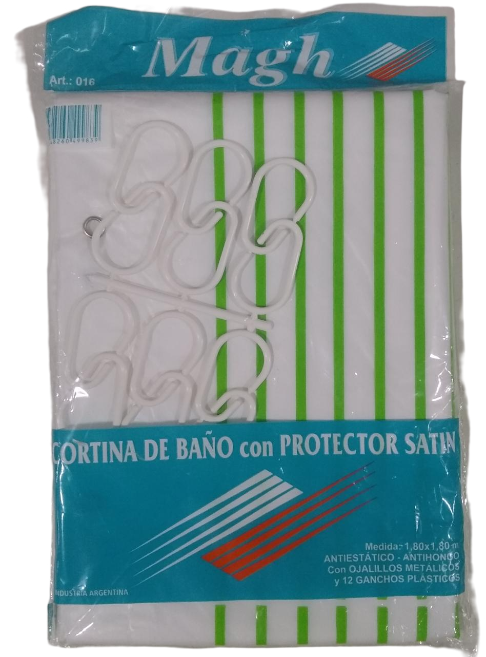 MAGH CORTINA 016 C/GANCHO+PROTECTOR SATEN BAñO 1.80 X 1.80 CORTINAS